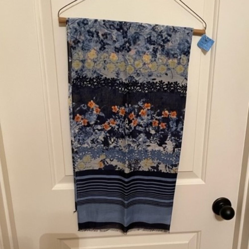 Talbots Scarf, blue/coral